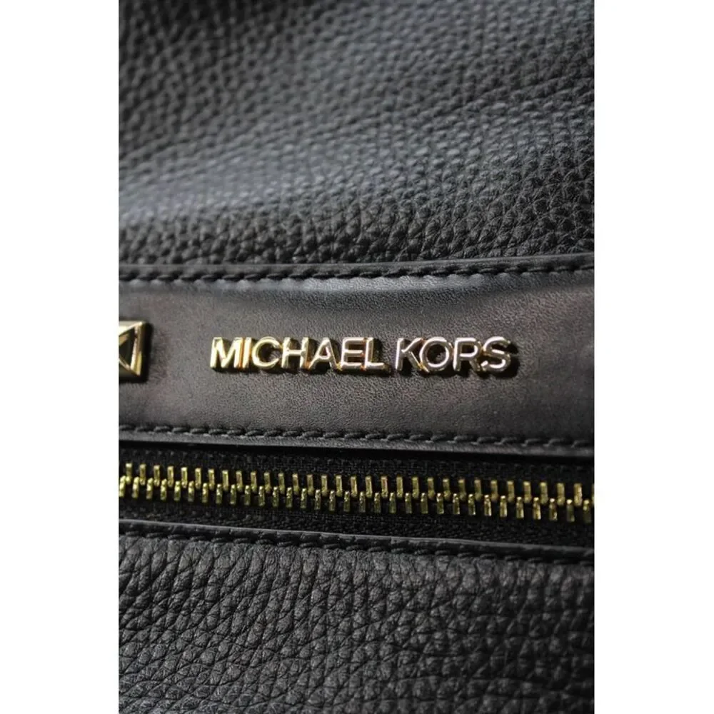 Michael Kors Kenly Medium Studded Pebbled Leather Zippered Backpack Black